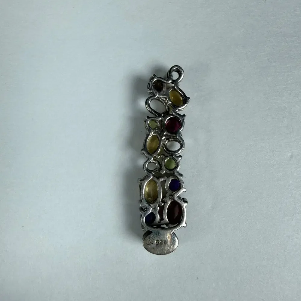 Sterling Silver 925 Talbot's Multicolor Gem Gripoix Style pendant 4.74g vintage